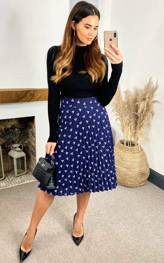 Louise Printed Pleated Skirt