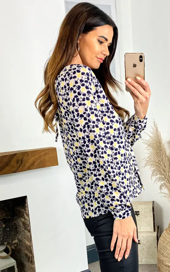 Stella Printed Blouse (Yellow & Black)