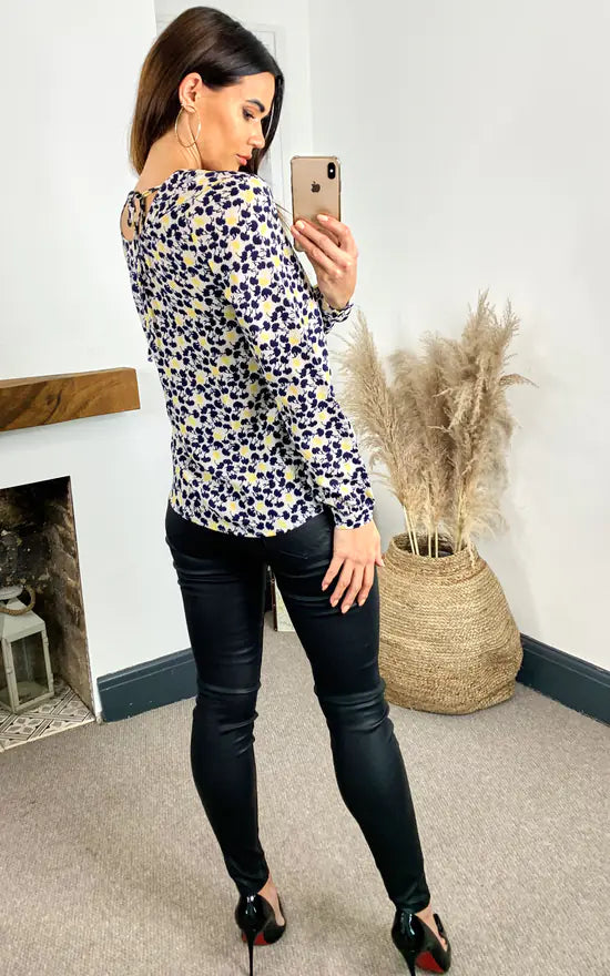 Stella Printed Blouse (Yellow & Black)