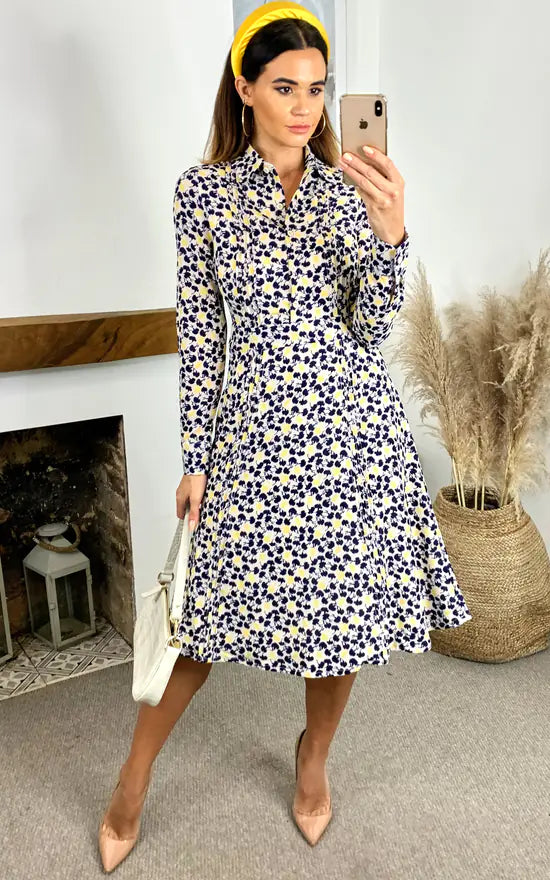 Stella Printed Shirt Dress (Yellow & Black)
