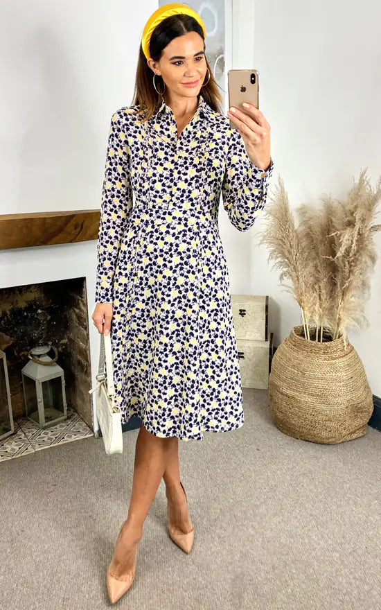 Stella Printed Shirt Dress (Yellow & Black)