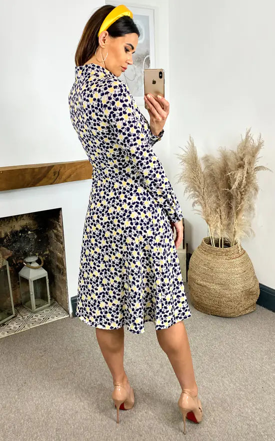 Stella Printed Shirt Dress (Yellow & Black)