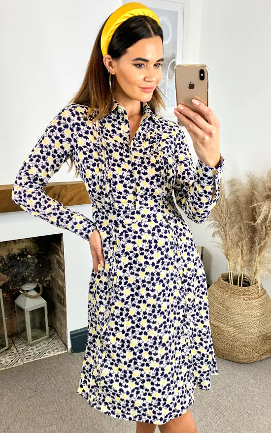Stella Printed Shirt Dress (Yellow & Black)
