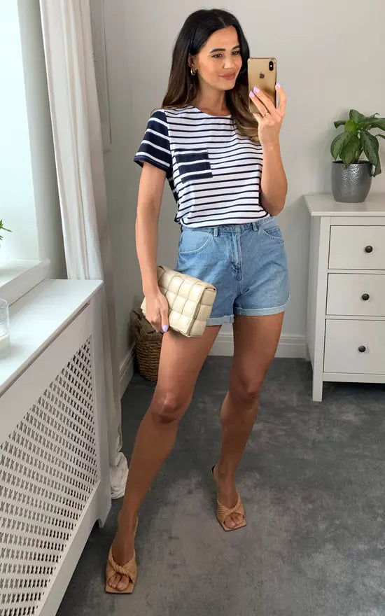 Stripe T Shirt White And Navy