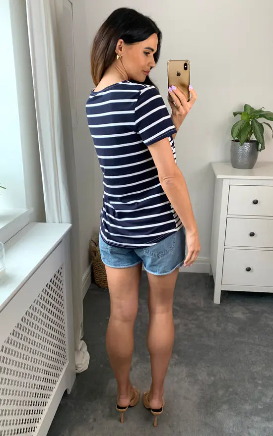 Stripe T Shirt White And Navy