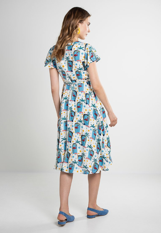 Flamingo Wrap Dress Multi