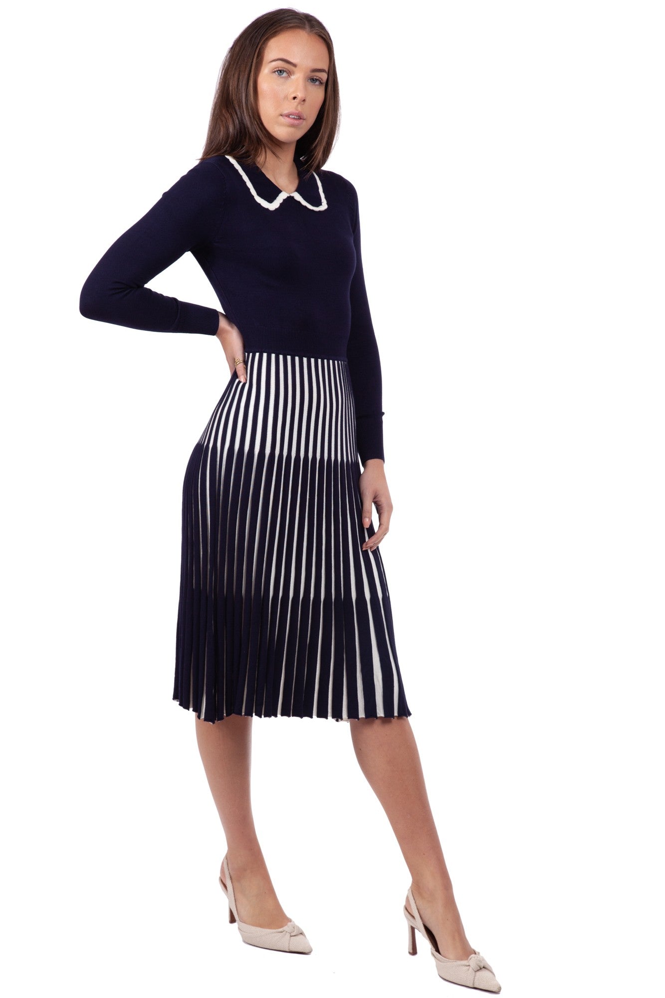 Lewes Dress Navy/Cream