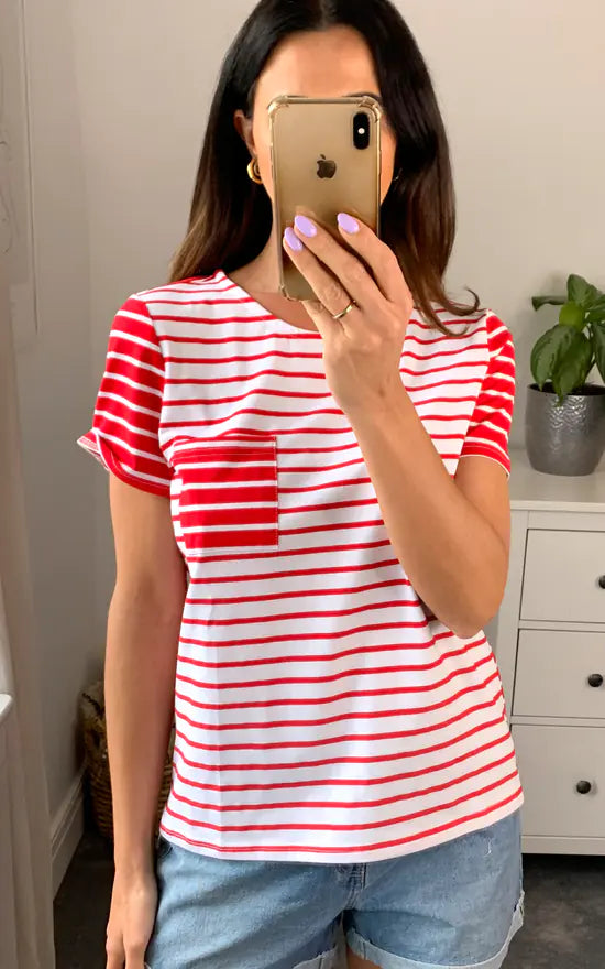 Stripe T Shirt White And Red