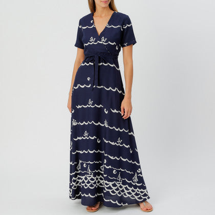 Clovelly Maxi Dress Navy/Cream