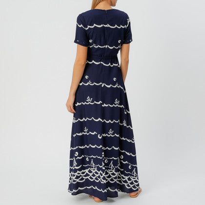 Clovelly Maxi Dress Navy/Cream