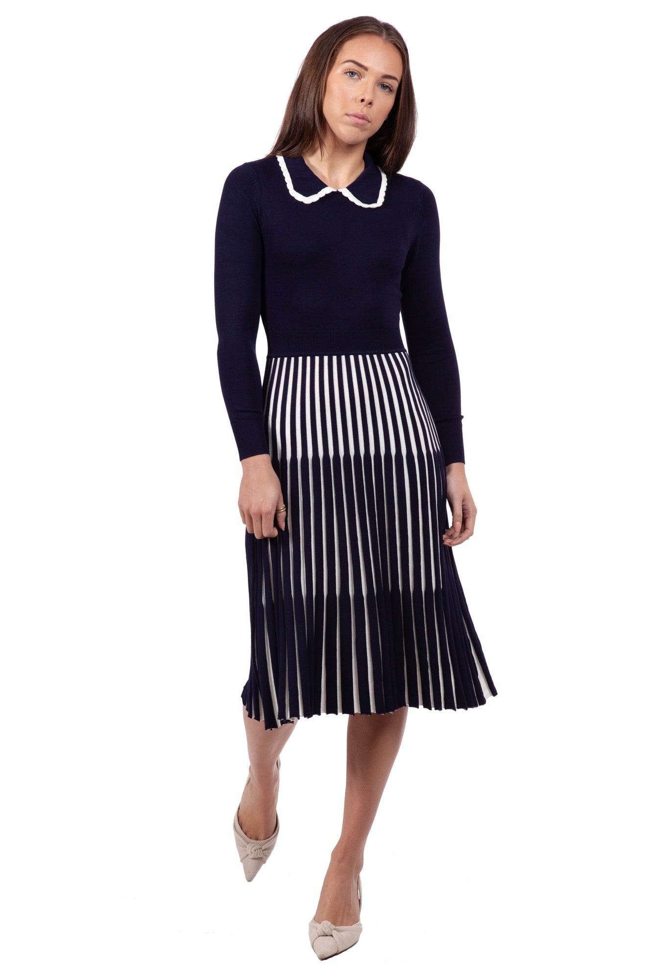 Lewes Dress Navy/Cream