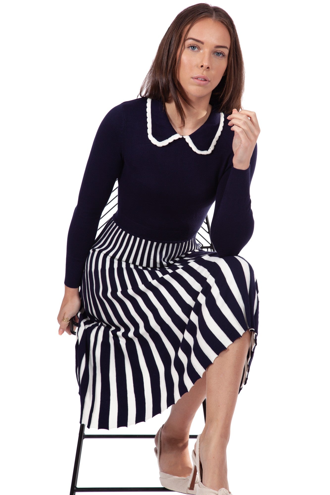 Lewes Dress Navy/Cream