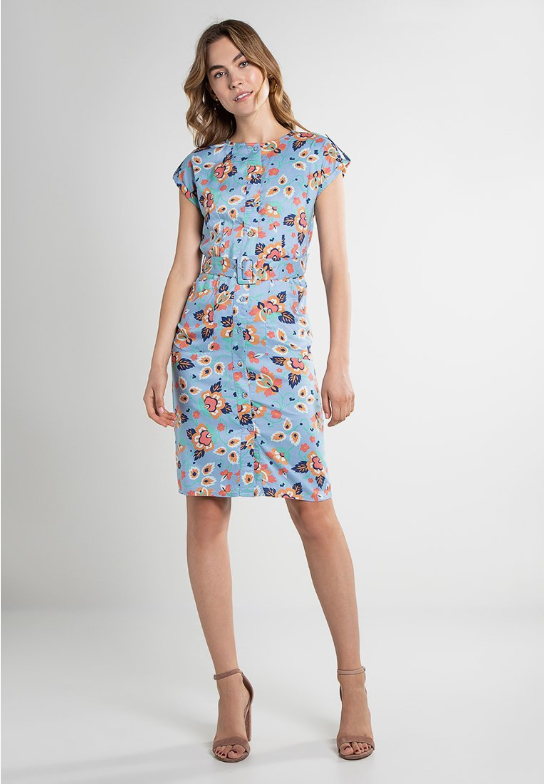 Polly Button Down Dress Multi Floral